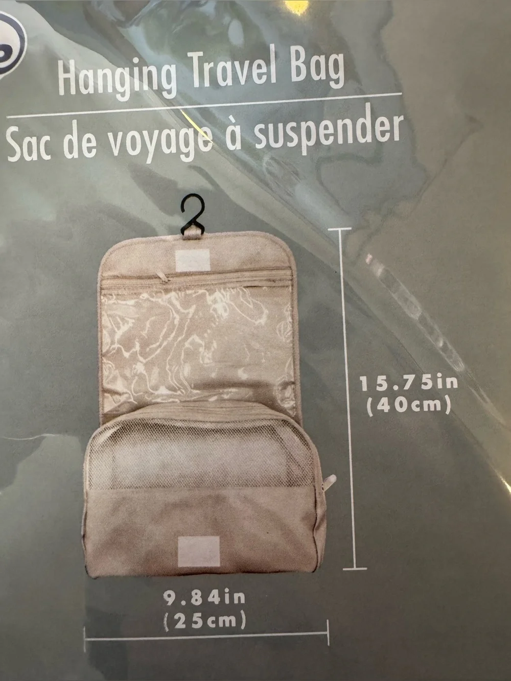 Beige zippered Hanging Travel Bag - Compact Organizer travel on the go